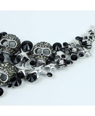 Punk Vintage Skull Jewelry Sets Crystal Statement Necklace Earrings Gothic Skeleton Halloween Party Costume Accessories for W...