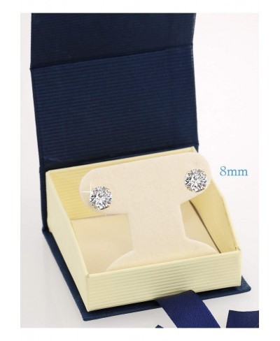 14k Gold Solitaire Round Cubic Zirconia CZ Stud Earrings in Secure Screw-backs - 8mm $38.30 Stud