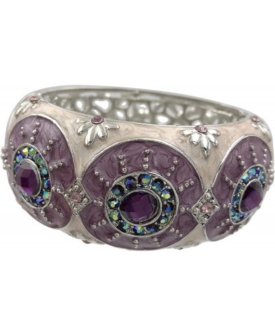 Enamel Rhinestone Unique Chunky Wide Bold Statement Hinged Bangle Bracelet $17.39 Bangle