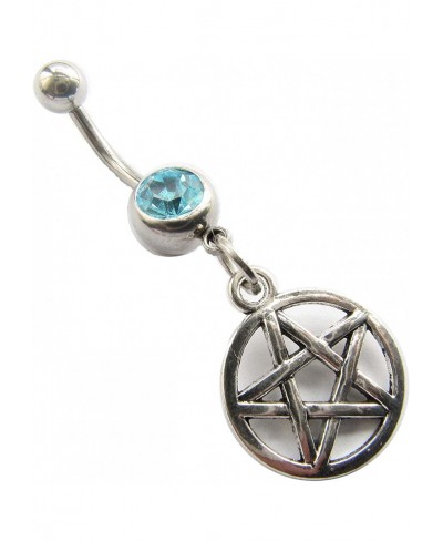 Pentagram Charm Belly Ring Wiccan Jewelry Pentagram Pendant Body Jewelry Witchcraft Jewelry Opal Belly Ring Witch Jewelry Boh...