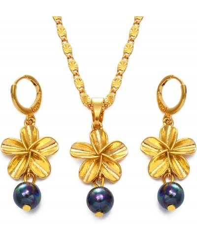 Hawaiian Flower Jewelry Sets Pearl Frangipani Necklace Earrings Marshallese Guam Micronesia Chuuk Pohnpei Jewelry $18.21 Jewe...