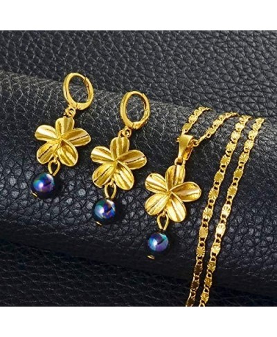 Hawaiian Flower Jewelry Sets Pearl Frangipani Necklace Earrings Marshallese Guam Micronesia Chuuk Pohnpei Jewelry $18.21 Jewe...