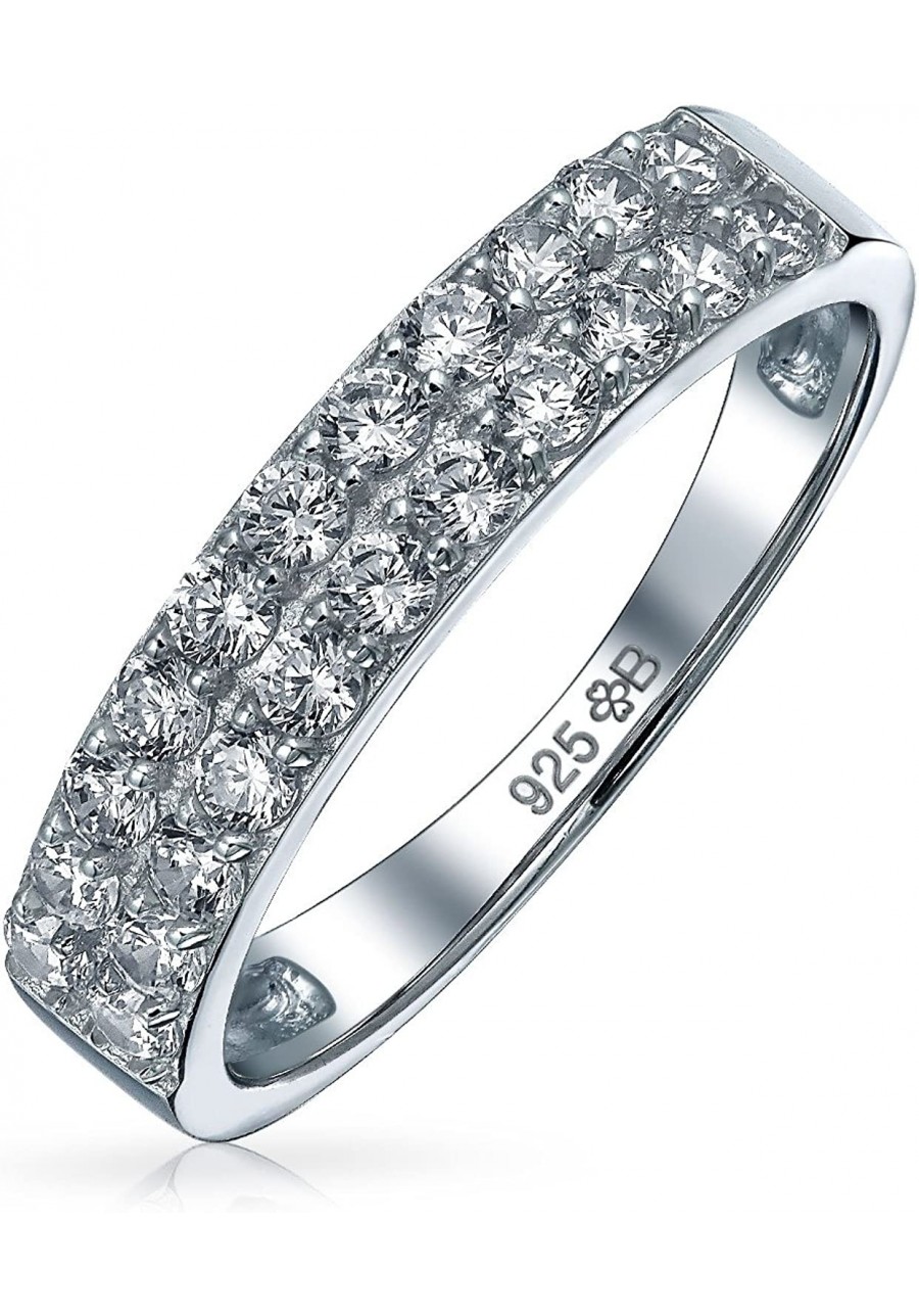 Micro Pave Cubic Zirconia AAA CZ Stackable Anniversary Wedding Band Ring For Women 925 Sterling Silver 3MM $40.36 Eternity Rings