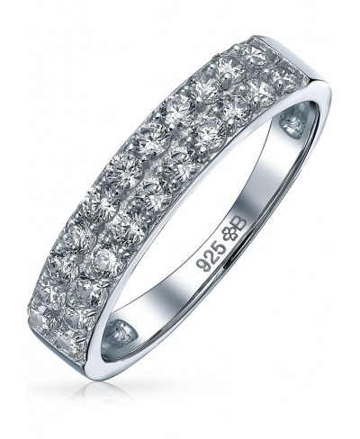 Micro Pave Cubic Zirconia AAA CZ Stackable Anniversary Wedding Band Ring For Women 925 Sterling Silver 3MM $40.36 Eternity Rings