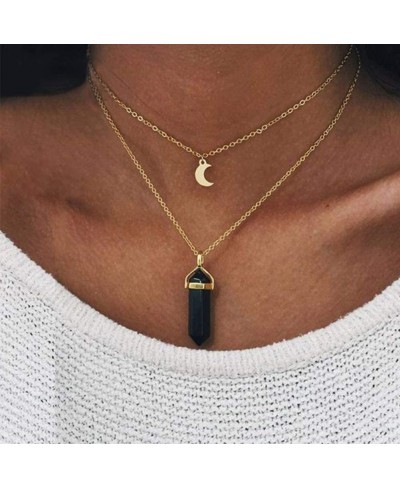 Healing Crystal Stone Moon Choker Necklace Witch Jewelry for Women $9.85 Chokers