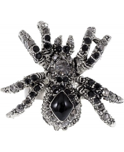 Black Grey Rhinestones Halloween Tarantula Spider Insect Adjustable Ring $20.57 Statement