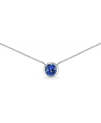 Sterling Silver 6mm Round Bezel-Set Dainty Choker Necklace Made with European Crystals $15.28 Chokers