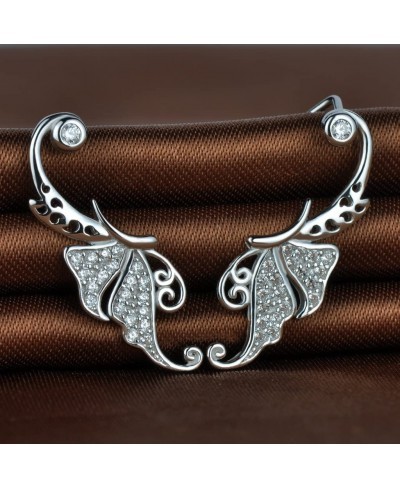 Women's Butterfly Wing Earrings Cuff in 925 Sterling Silver Rhodium Plated $16.91 Cuffs & Wraps