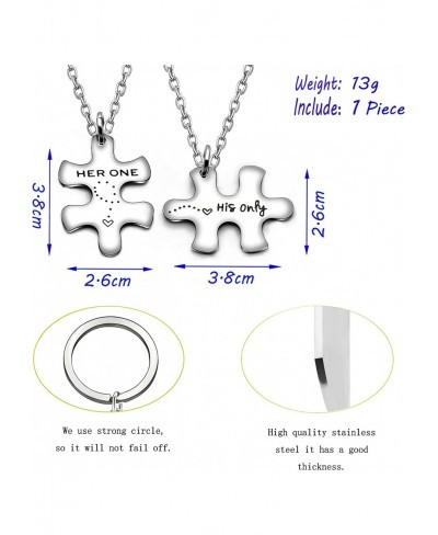2pcs Puzzle Pendant Necklace Couple Valentine Birthday Boyfriend Girlfriend - His Only Her One $9.73 Pendant Necklaces