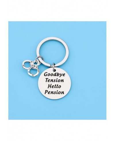 Police Officer Retirement Gift Goodbye Tension Hello Pension Keychain Cop Handcuff CharmJewelry Retiring Cop Gift $14.90 Pend...