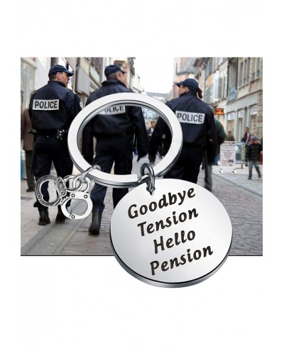 Police Officer Retirement Gift Goodbye Tension Hello Pension Keychain Cop Handcuff CharmJewelry Retiring Cop Gift $14.90 Pend...