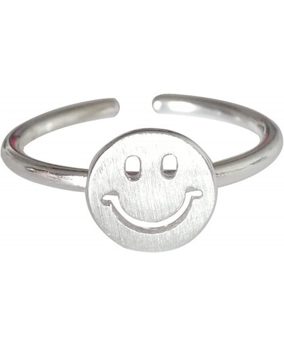 Brides Wedding Statement Ring Silver Stainless Steel Adjustable Rings Fashion Bridal Smile Face Ring for Women and Girls $8.1...