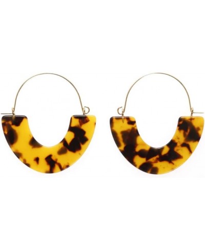 Acrylic Earrings Tortoise Hoop Earrings Wire Resin Statement Fan Colorful Drop Dangle Earring for Women Girls $6.05 Drop & Da...