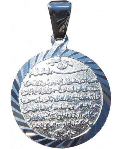 Shiny Round Ster. Silver Ayatul-Kursi (Vers of The Throne) Quran Muslim Pendant for Necklace $26.23 Pendants & Coins