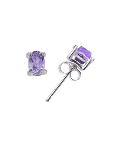 4x6mm Sterling Silver Oval Light Purple Genuine Amethyst Post Stud Earrings $28.29 Stud