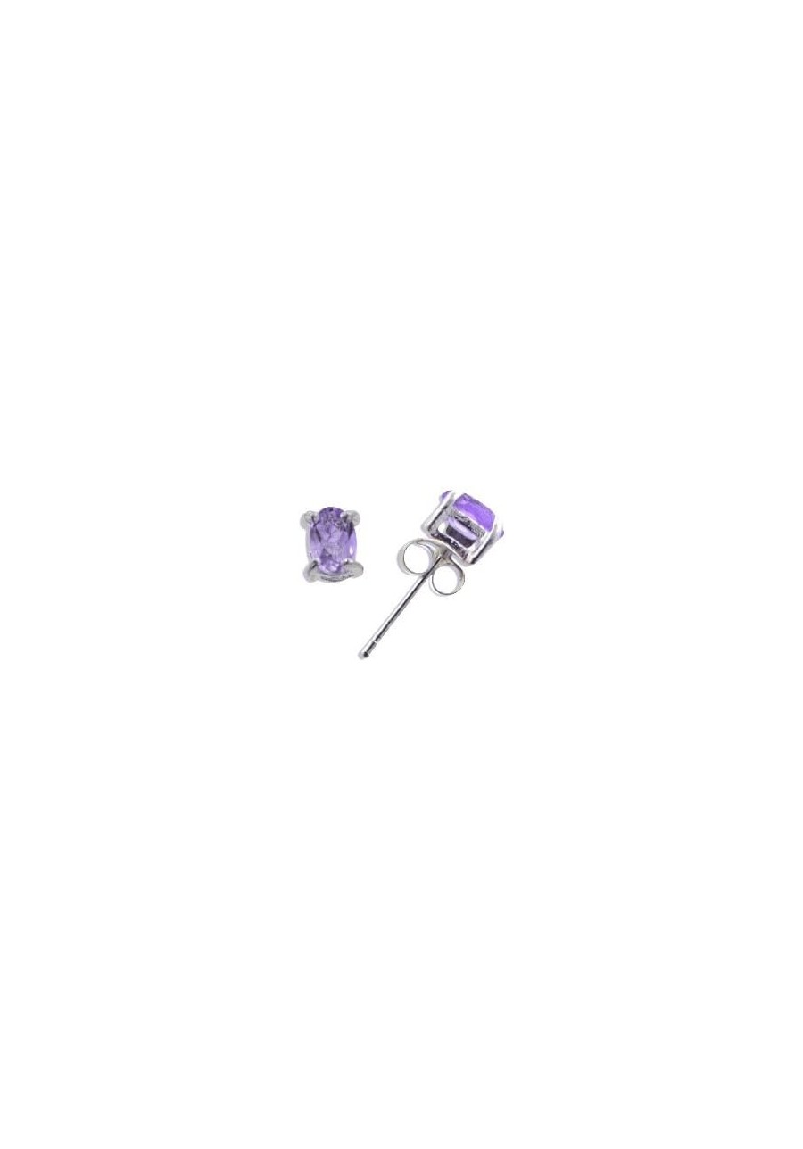 4x6mm Sterling Silver Oval Light Purple Genuine Amethyst Post Stud Earrings $28.29 Stud