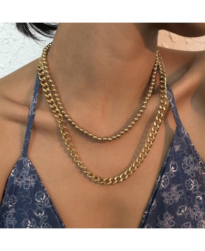 Cuban Chunky Link Chain Punk Choker Necklace Punk Ball Necklace Hiphop Jewelry for Women Teens Girls (Gold) $9.56 Chokers