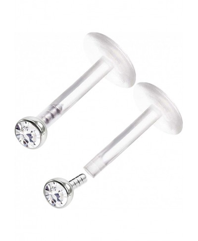 2PCS Acrylic Push In Lip Rings 16 gauge 1/4 6mm 2mm Crystal Vertical Labret Earrings Labret Piercing Jewelry See More Colors ...