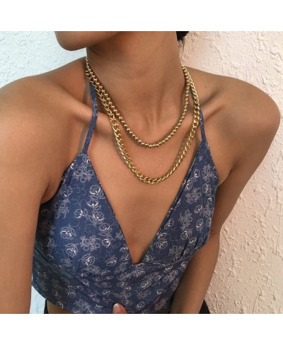 Cuban Chunky Link Chain Punk Choker Necklace Punk Ball Necklace Hiphop Jewelry for Women Teens Girls (Gold) $9.56 Chokers