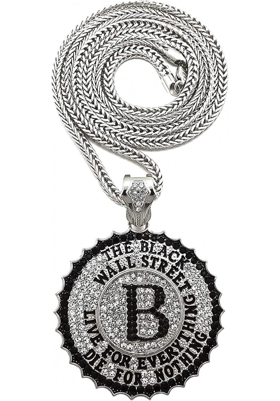 Black Wall Street Pendant Necklace with Crystal Rhinestones $37.49 Pendants & Coins