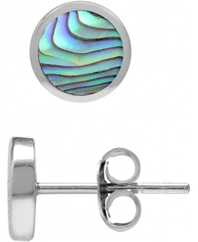 6MM Abalone or Puau Shell Inlay 925 Sterling Silver Round Stud Post Earrings Jewelry for Women orTeens $18.09 Stud