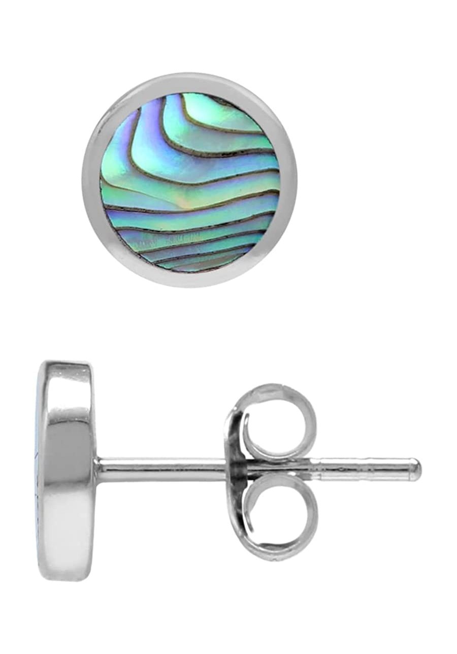 6MM Abalone or Puau Shell Inlay 925 Sterling Silver Round Stud Post Earrings Jewelry for Women orTeens $18.09 Stud