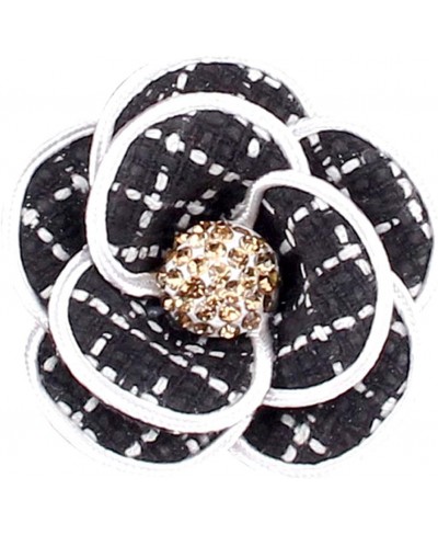 Rhinestone Crystal Handmade Camellia Brooch Pin Camellia Flower Fabric Floral Brooch for Women and Men $18.64 Brooches & Pins