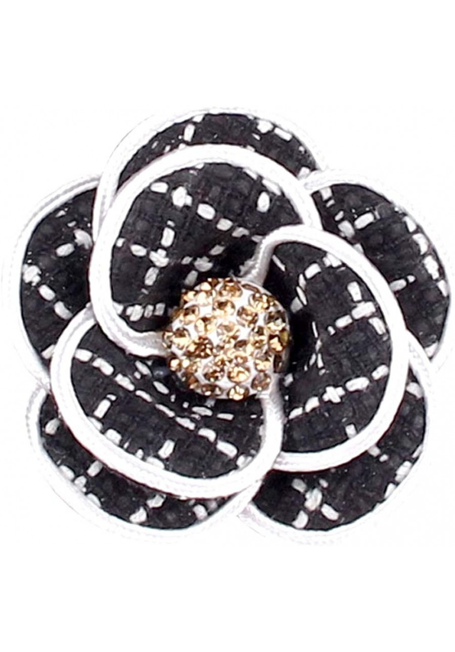 Rhinestone Crystal Handmade Camellia Brooch Pin Camellia Flower Fabric Floral Brooch for Women and Men $18.64 Brooches & Pins