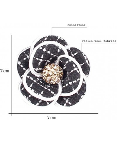 Rhinestone Crystal Handmade Camellia Brooch Pin Camellia Flower Fabric Floral Brooch for Women and Men $18.64 Brooches & Pins