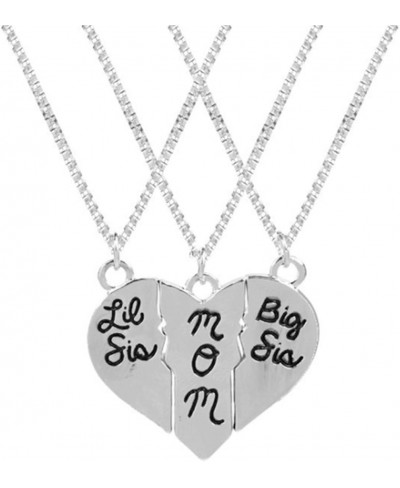 Big Sis Mom Lil Sis 3 Piece Necklace Set Three Split Heart Necklace Set Mothers Day Mother Daughter Jewelry $12.70 Jewelry Sets