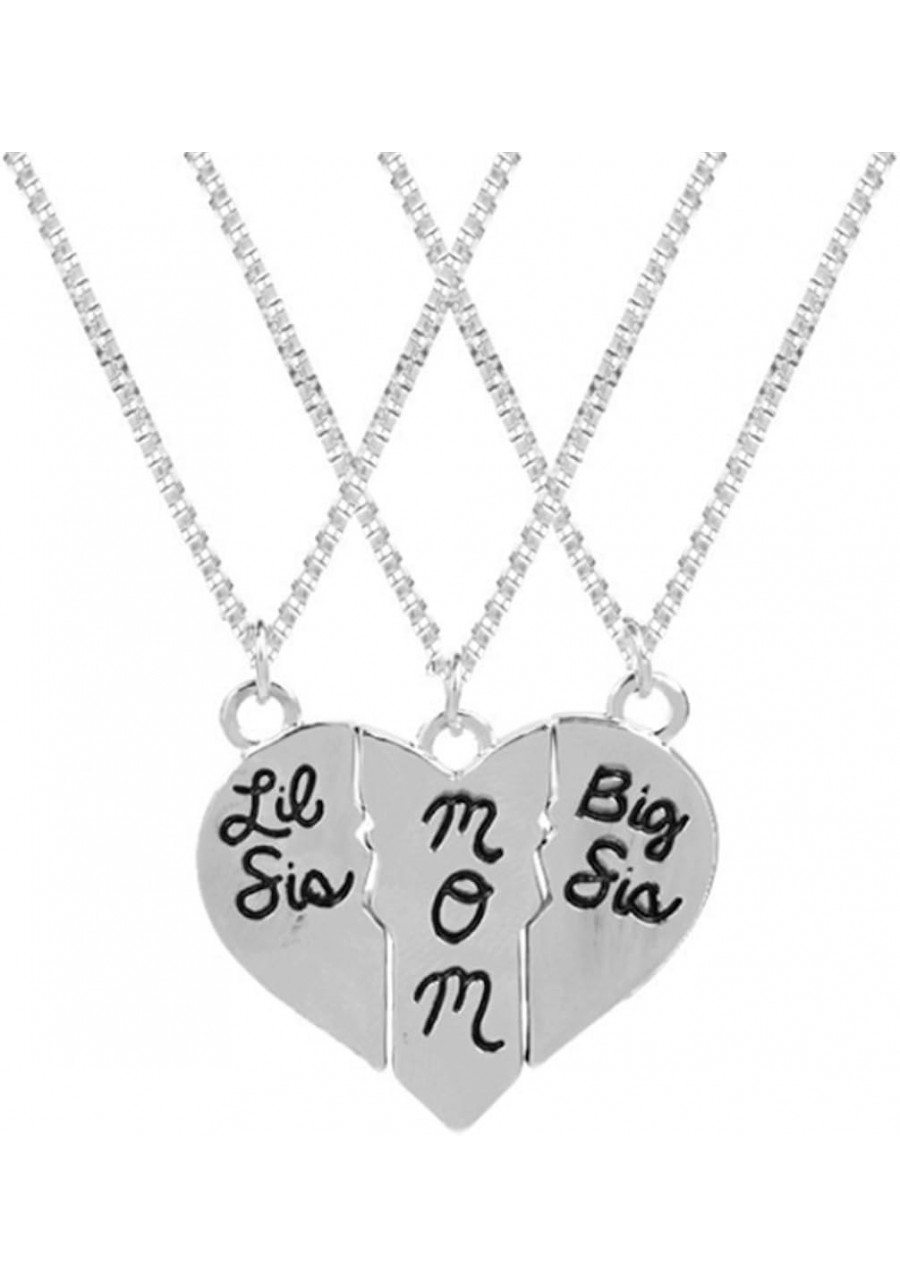 Big Sis Mom Lil Sis 3 Piece Necklace Set Three Split Heart Necklace Set Mothers Day Mother Daughter Jewelry $12.70 Jewelry Sets