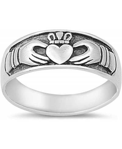 Antiqued Claddagh Heart Purity Ring New .925 Sterling Silver Band Sizes 5-10 $23.76 Bands