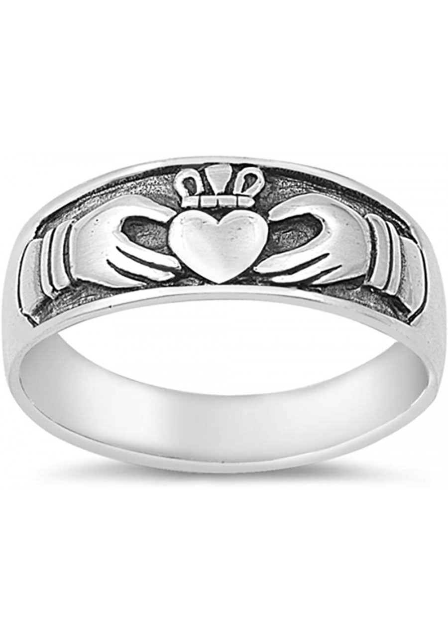 Antiqued Claddagh Heart Purity Ring New .925 Sterling Silver Band Sizes 5-10 $23.76 Bands