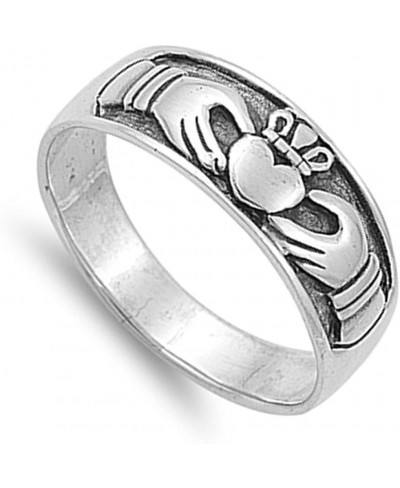 Antiqued Claddagh Heart Purity Ring New .925 Sterling Silver Band Sizes 5-10 $23.76 Bands