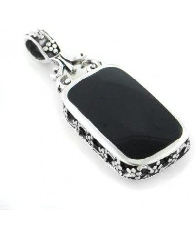 Simulated Black Onyx and Simulated Turquoise Reversible Sterling Silver Slide Pendant $31.18 Pendants & Coins