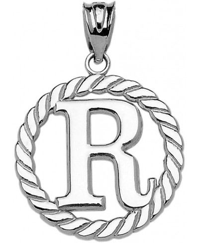 High Polish 925 Sterling Silver Roped Circle R Initial Charm Pendant $27.12 Pendants & Coins