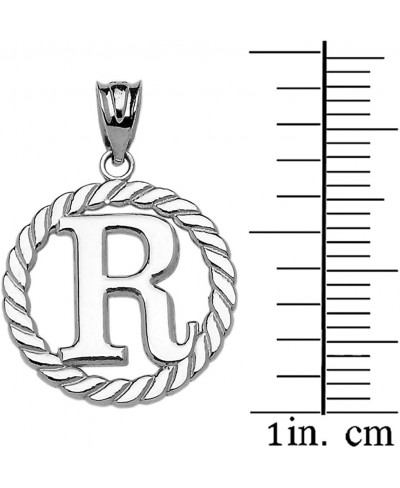 High Polish 925 Sterling Silver Roped Circle R Initial Charm Pendant $27.12 Pendants & Coins