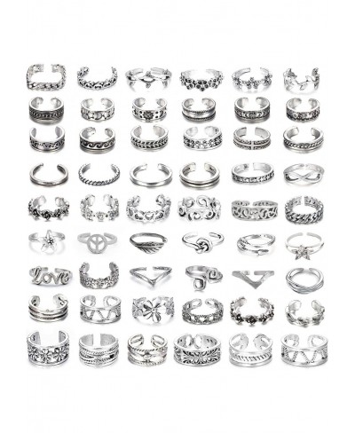 54Pcs Open Toe Rings Set for Women Men Adjustable Vintage Retro Knuckle Ring Toe Finger Tail Ring Beach Foot Jewelry $13.97 T...