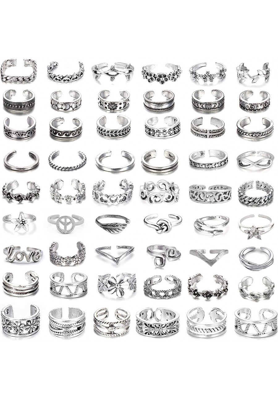 54Pcs Open Toe Rings Set for Women Men Adjustable Vintage Retro Knuckle Ring Toe Finger Tail Ring Beach Foot Jewelry $13.97 T...