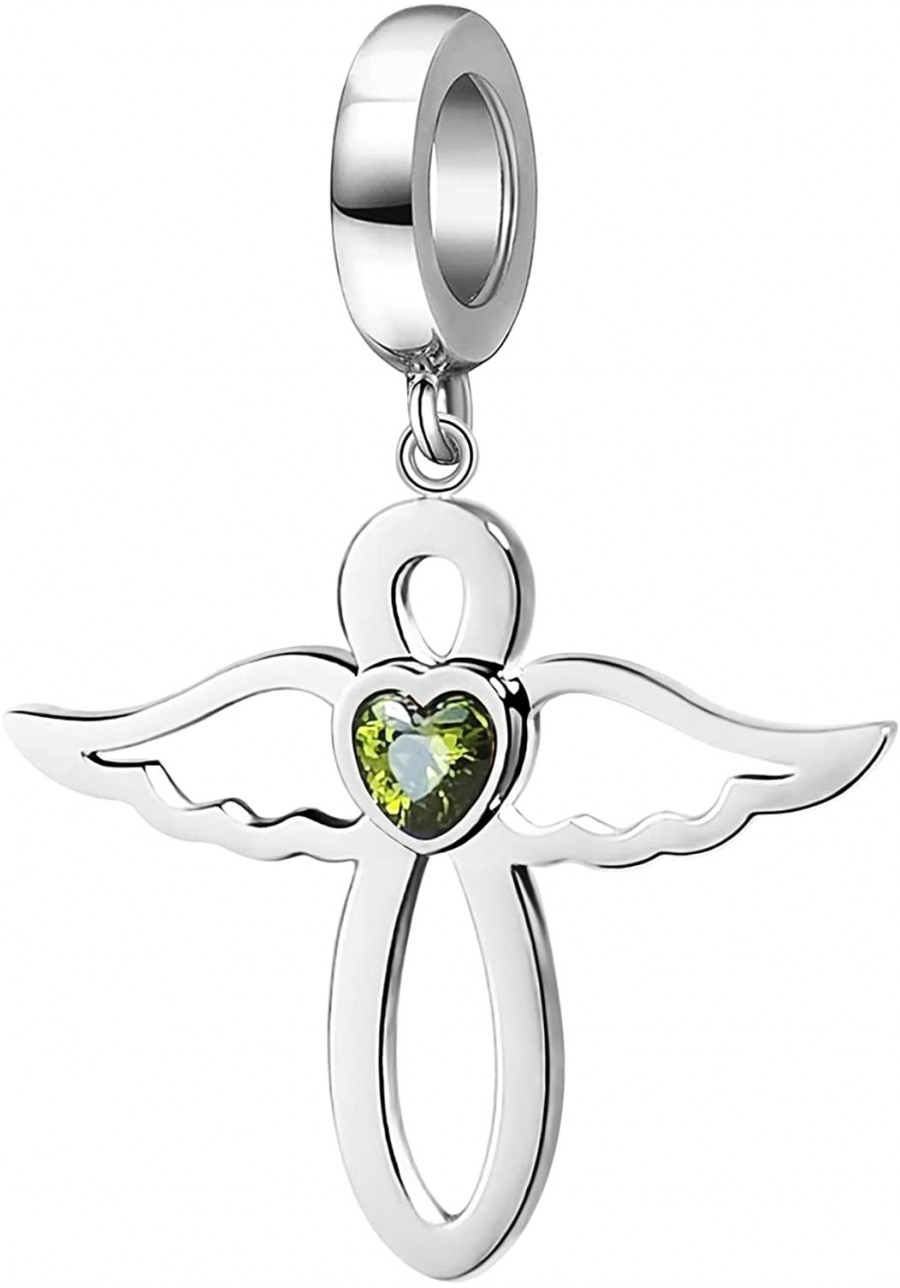 Jan-Dec Birthstone Charm Cubic Zirconia Infinity with Cute Angel Wing Bead Charms for Bracelets $9.26 Charms & Charm Bracelets