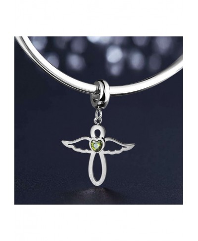 Jan-Dec Birthstone Charm Cubic Zirconia Infinity with Cute Angel Wing Bead Charms for Bracelets $9.26 Charms & Charm Bracelets