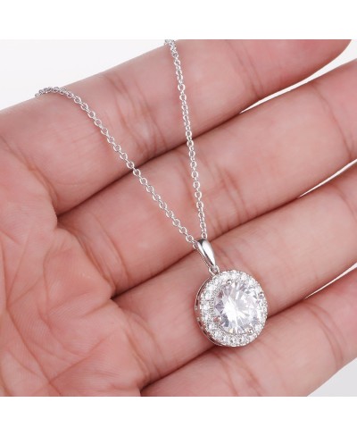 Gorgeous Round Halo CZ Wedding Jewelry Sets For Brides Earrings and Necklace $28.49 Jewelry Sets