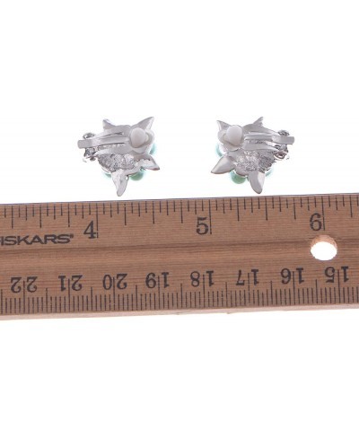 Silvery Tone Faux Pearls Shine Clear Rhinestones Flower Star Clip-On Earrings $12.58 Clip-Ons