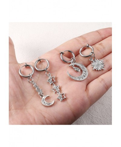 Clip on Belly Button Rings Stainless Steel Fake Belly Rings Dangle Non Piercing Belly Button Piercing Faux Navel Rings 4Pcs $...