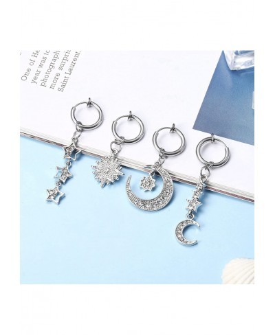 Clip on Belly Button Rings Stainless Steel Fake Belly Rings Dangle Non Piercing Belly Button Piercing Faux Navel Rings 4Pcs $...