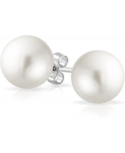 Large Fashion Simple Simulated Pearl Stud Ball Earrings For Women For Teen Sterling Silver Grey White Pink Yellow 10MM $15.38...