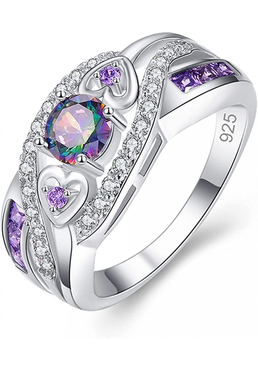 925 Sterling Silver Created Amethyst Filled Filigree Art Deco Statement Ring $6.31 Wedding Bands