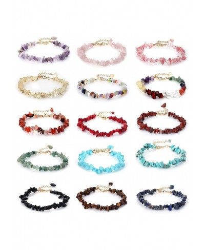 15PCS Natural Gemstone Chakra Bracelets for Women Healing Crystal Bracelets for Women Men Stretchy Shamballa Bracelet Adjusta...