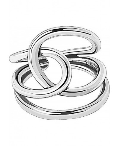 925 Sterling Silver Simple Open Adjustable Women Ring Silver One Size $17.36 Statement