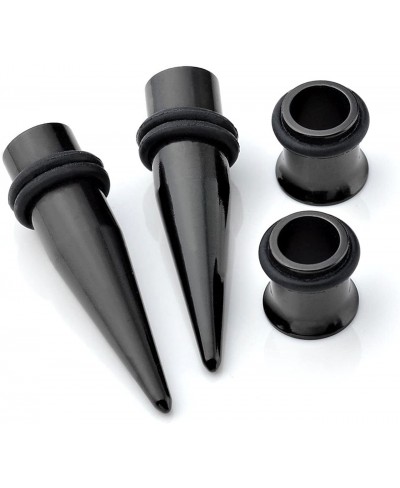 2 Pairs Stainless Steel Taper Kit with Plugs Black Ear Stretching Kit Gauges Set 12G-00G $9.51 Piercing Jewelry